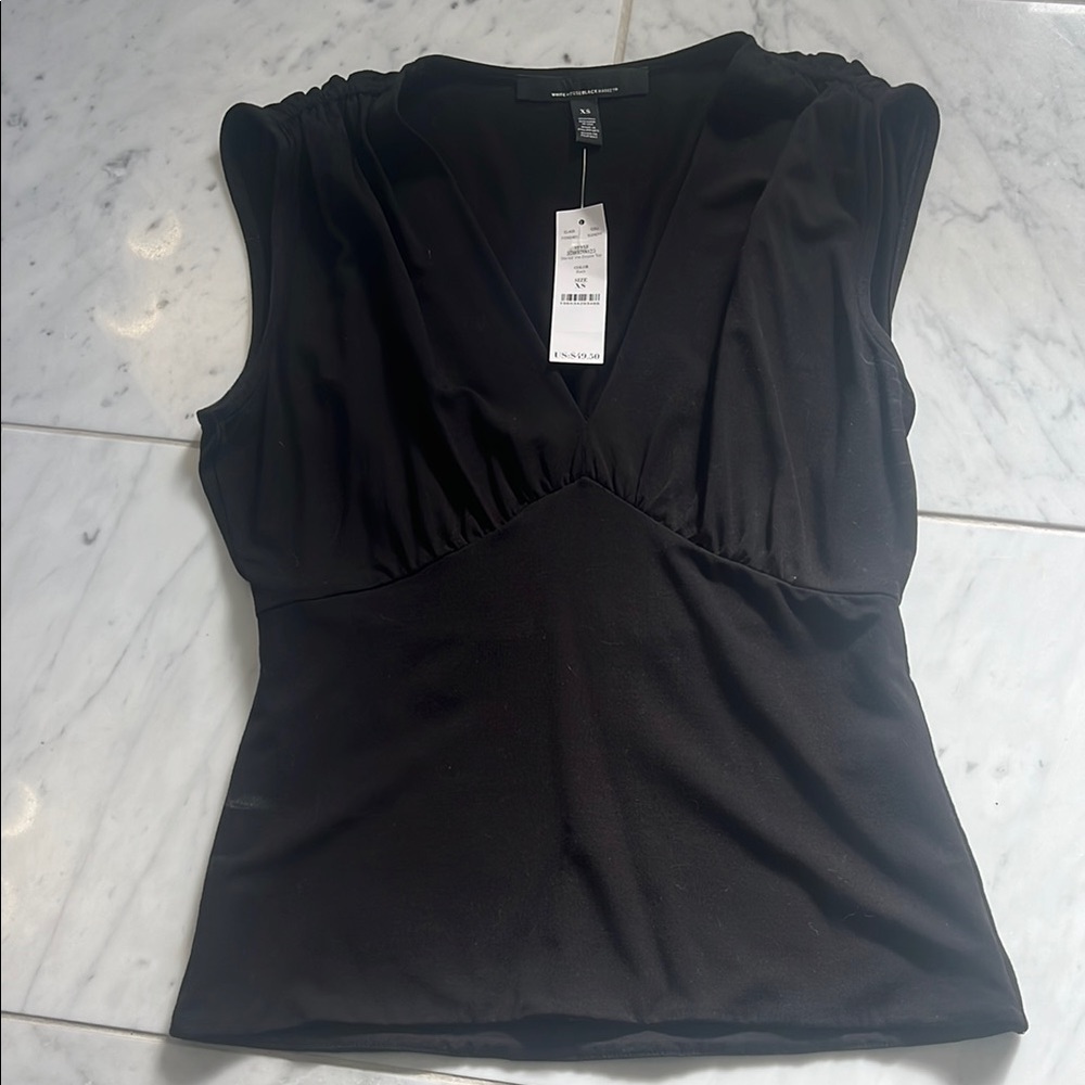 Black V-Neck Sleeveless Top